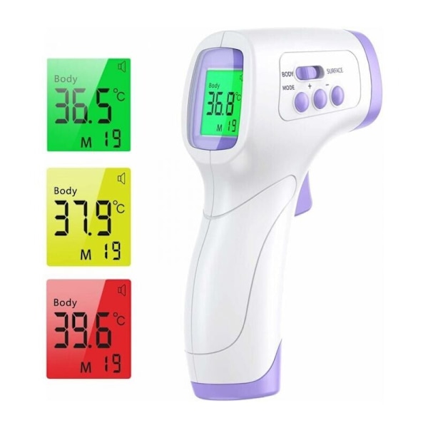 Infrarødt termometer til voksne med 2-i-1 feberalarm, 2-i-1 frontal kontakt med frontal funktion, LCD-display, infrarød baby voksen i