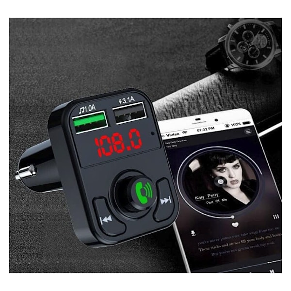 Bluetooth bil kit bil transmitter Bluetooth håndfri afspiller 3.1A hurtig opladning