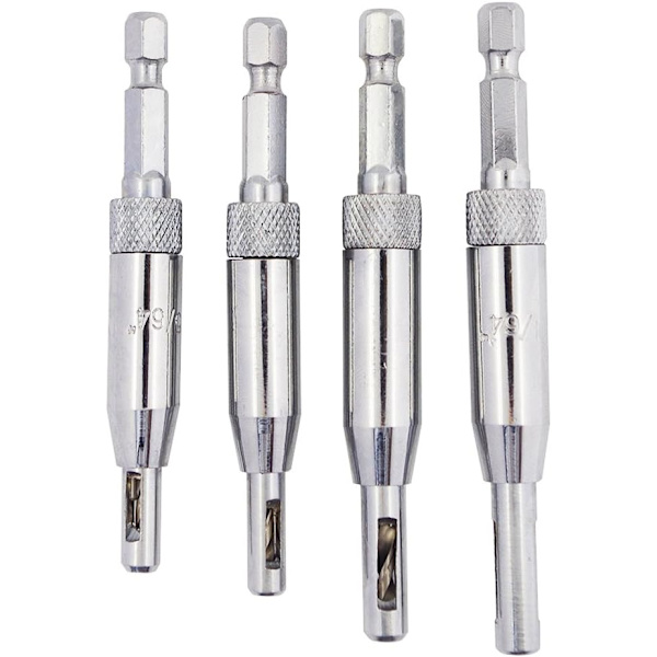 Selvsentrerende bor, 4PCS HSS dør selvsentrerende hengsel hullåpningsborsett丨5/64, 7/64\", 9/64\", 11/64\"
