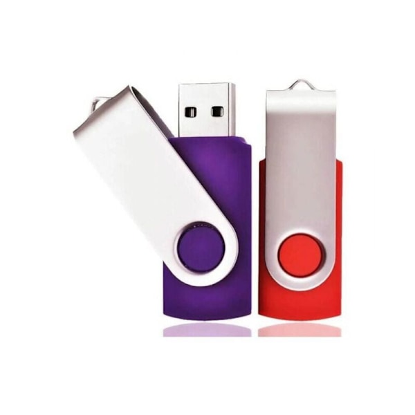 Erä 2 kpl (32g, punainen/violetti) USB-muistitikku 32 GB USB 2.0 -muistitikku Kääntyvä USB-avainnauhoilla, lahja lapsille ja ystäville