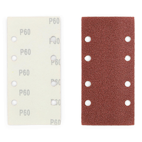 Set med 40 slippapper 93 x 190 mm / 10 x korn 60/80/120/240 / självhäftande / för oscillerande slipmaskin / sandpapper