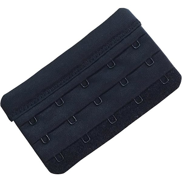 Svart set med 3 mjuka och bekväma bh-förlängningar 5 krokar, 5,9 cm x 9,4 cm