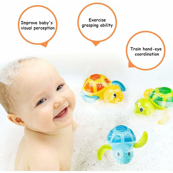 Baby badeand, 3 stykker skildpadde badelegetøj badekar svømmepøllegetøj gave til babyer, småbørn drenge piger