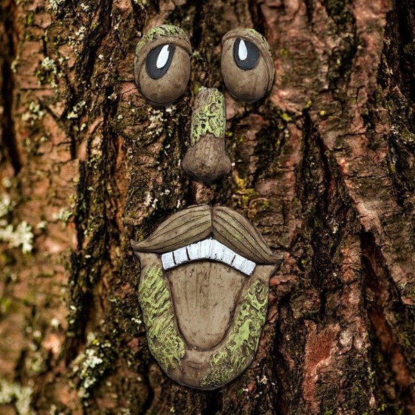 Old Man Tree Face 3D Art Ornaments - Sjov Lunefuldt Træansigt Scul