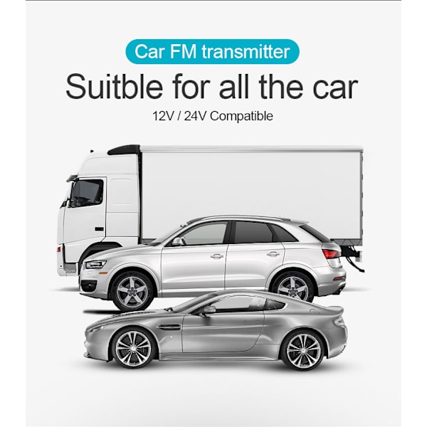 Bluetooth Bil Transmitter, Trådløs In-Car FM Transmitter Radio Adapter Bil Kit, FM Transmitter Bil med Dobbelt USB Opladningsport, Håndfri Opkald