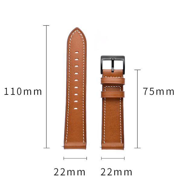 Læderrem, ægte læderrem, egnet til Samsung Watch 3/4, 22mm (brun)