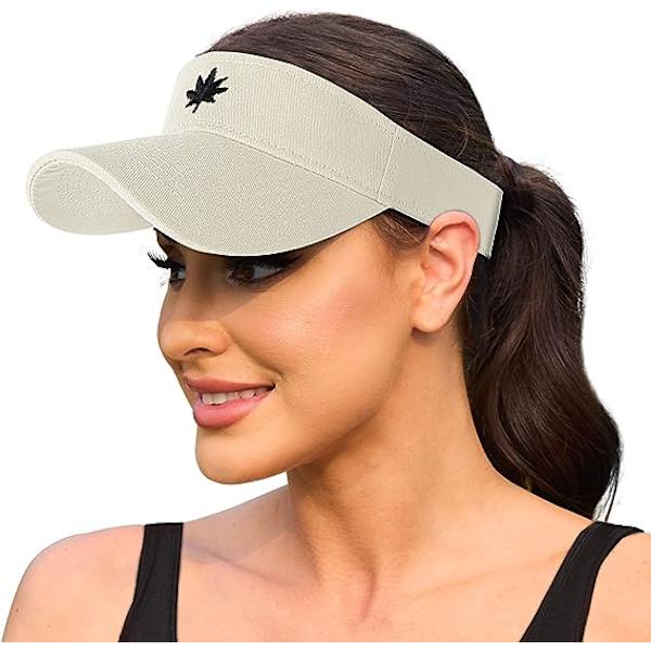 Dam solhatt - Unisex visirkeps, lönnlöv broderad justerbar golfkeps lämplig för utomhussporter