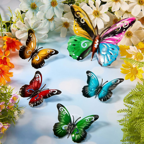 4-delt metall sommerfugl hage sommerfugl dekorasjon utendørs vegg