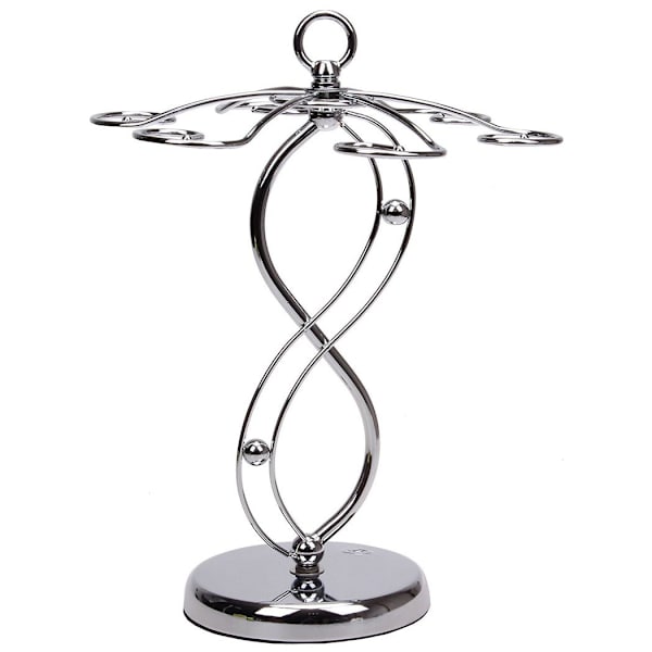 Vinställ i rostfritt stål, elegant glasstorkställ/vinglasställ/vinglashållare förvaring med 6 krokar för flera användningsområden, silver
