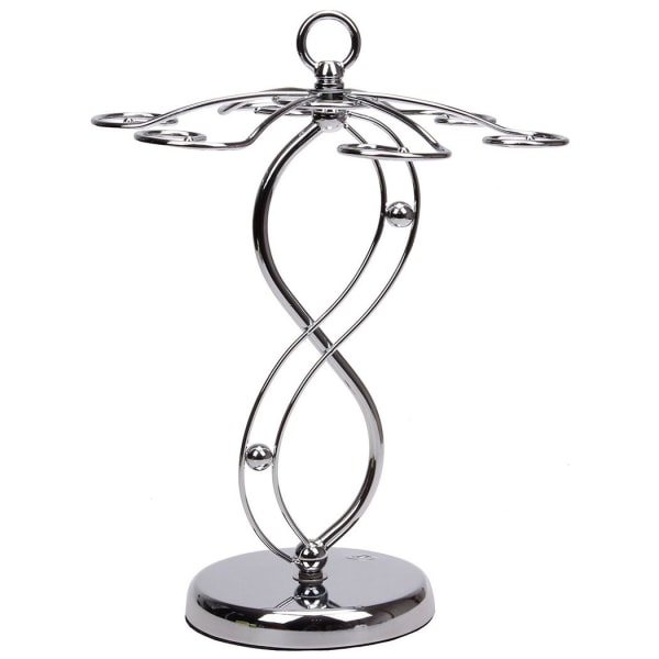 Vinstativ i rustfritt stål, elegant tørkestativ for glass/stativ for vinglass/oppbevaring av stettglass med 6 kroker for flere bruksområder, sølv