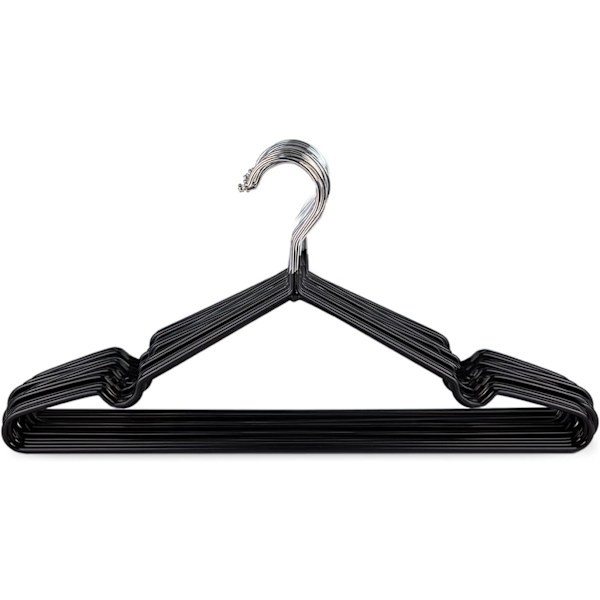 Premium gummibelagte metalfrakkebøjler (sorte) - 20 stk., pladsbesparende, organisering, opbevaring, kraftige bøjler til garderobe, skab, påklædning R