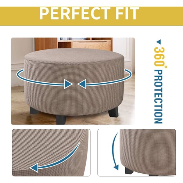 Uttrekkbart jacquard pufftrekk (grå, liten), fotstøttetrekk, møbelbeskyttelsestrekk, krakk trekk med anti-drenende bakgrunn