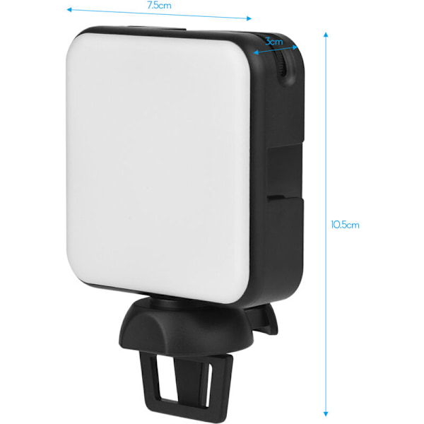 Andoer w36 mini lampe portabelt LED-videolys for fotografering med 5600K fargetemperatur, justerbar lysstyrke, 3 cold shoe-fester for direktesending,