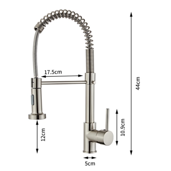 Mitigeur de lavabo Robinets de cuisine avec pulvérisateur rétractable, robinet d'évier de cuisine commercial-Argent