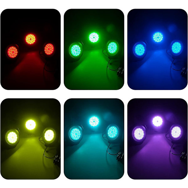 Solcellslampor för damm 2 lägen Nedsänkbar lampa med färgbyte, IP68 Vattentät, Automatisk på/av, Utomhusbelysning för trädgård, Pool (2 i 1)