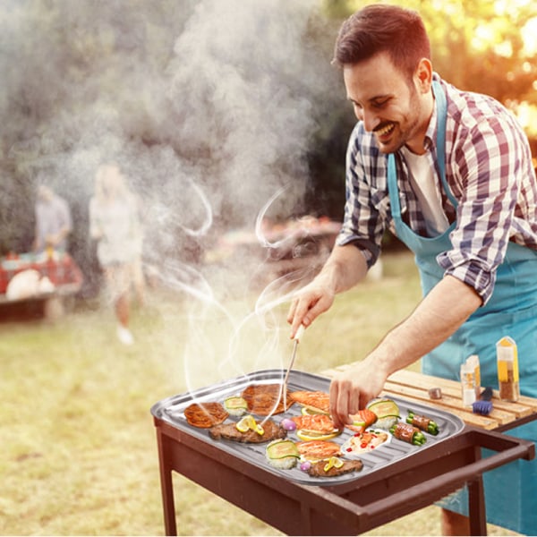 BBQ Grill Kurv Sæt af 2 - Rustfrit Stål Grill Kurve - Grøntsager Kød Bagefad Grill med Huller