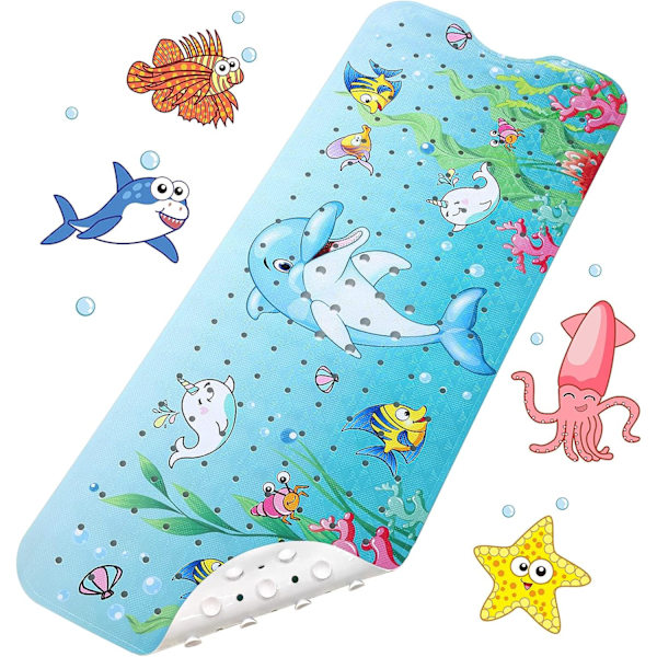 Baby skridsikker bademåtte, 100x40cm skridsikker bademåtte modstandsdygtig brusebadsmåtte med 200 sugekopper til børn og baby, BPA-fri PVC-materiale maskinvask