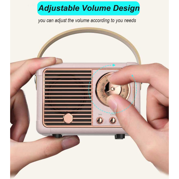 Retro-pieni langaton Bluetooth-kaiutin, söpö retrotyyli keittiön pöydälle, makuuhuoneen juhliin, ulkoilutarvikkeisiin Android/iOS-laitteille (vaaleanpunainen)