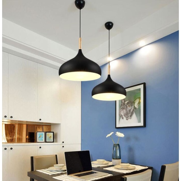 Hengende lampe, lysekrone moderne makaron enkel kreativ aluminium enkelthodet hengende lampe (svart, 240 * 190mm)