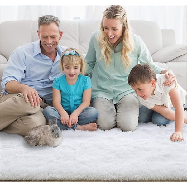 Modern Mjuk och Fluffig Vardagsrumsmatta Lämplig för Barnsovrum Heminredning Sovrumsinredning Ultra Mjuk Matta (Vit, 80x160cm)