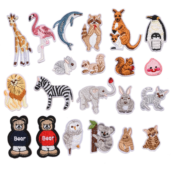21 STK Iron-on Patch, Mixed Animal Patch Sticker Applikation Patches