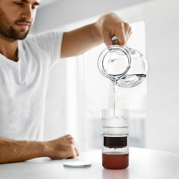 Kold kaffebrygger på 300 ml til udvinding af te og kaffe, kaffebrygger med isinfusion i borosilikatglas med rengøringsbørste