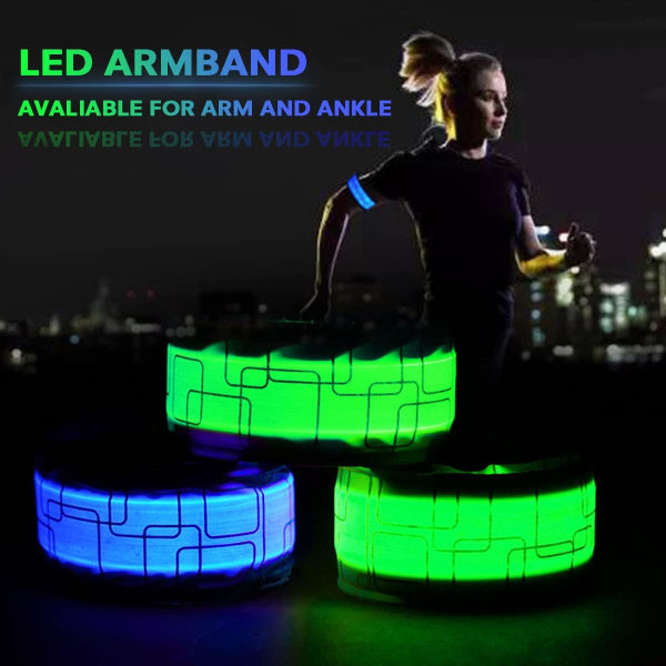 Rechargeable LED Light Up Armband, 2PCS Reflective LED Armband, Safety LED Light Up Wristband for Child or Adult Jogging Cycling Outdoor Sports Conce