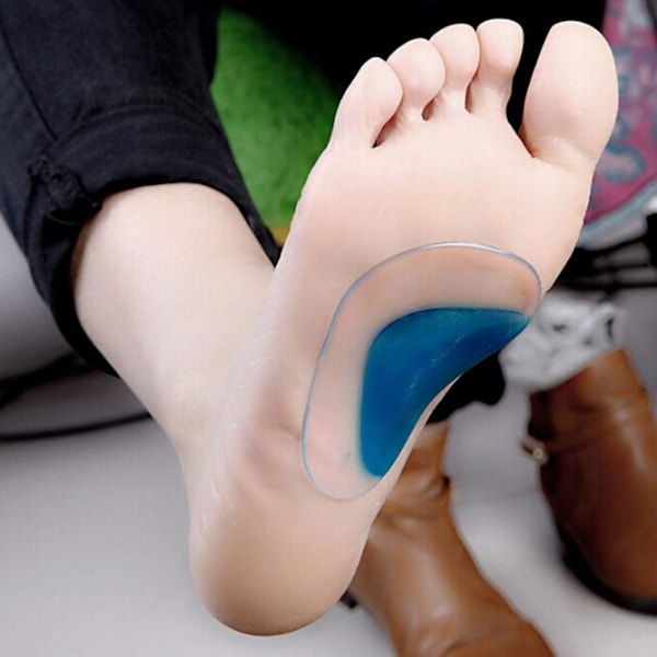 4 Paria Geelikaari Tuet, Silikon Ortopediset Litteät Jalat Ortoosi Kaari Tuet Insoles Plantar Fasciitis Kenkä Kaari Tuet Geeli Korkokengät