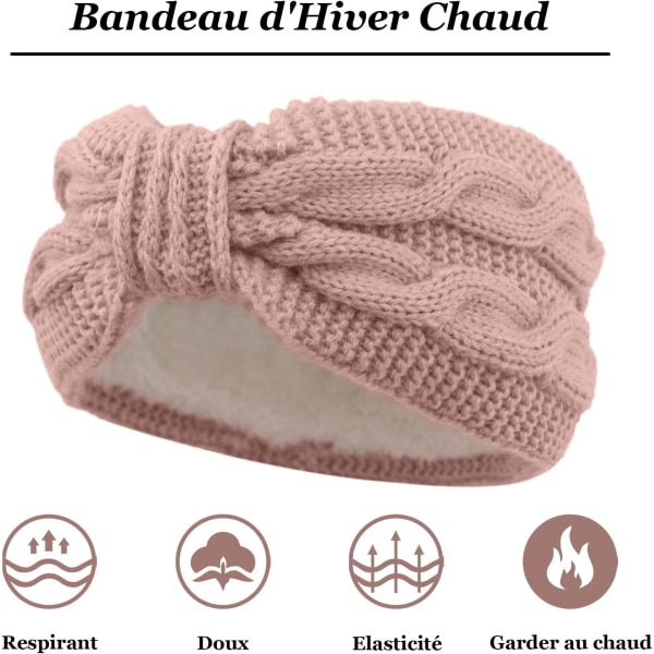 Pink, Beige, Hvid - Dame Hovedbånd Vinter Hovedbånd, Piges Fleece Hovedbånd Dame Ørevarmere til Løb, Ski (Pakke med 3)