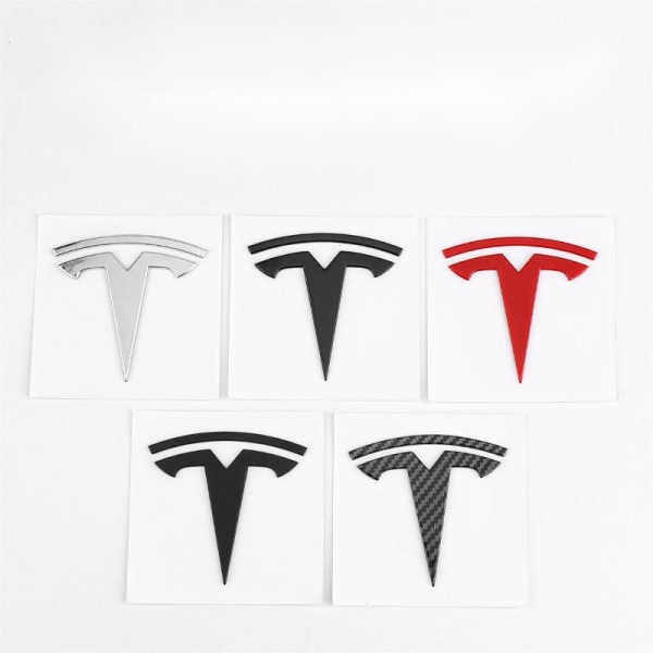 Passer for Tesla modell 3 billogo foran logomerke klistremerke 1 stk (rød)