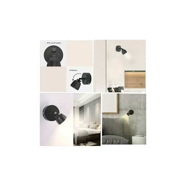 2 st LED läslampa 12V 3W - Svart invändig vägglampa med strömbrytare - Flexibel belysning 180 ° RV För båt husvagn husbil yacht van (varmvit).