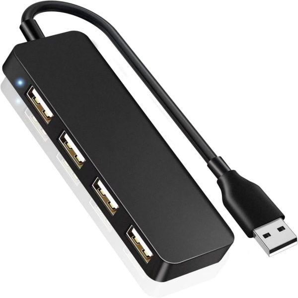 USB-forlenger, USB-hubadapter, USB-splitter 4-porters slank, multi-USB-kabeladapter