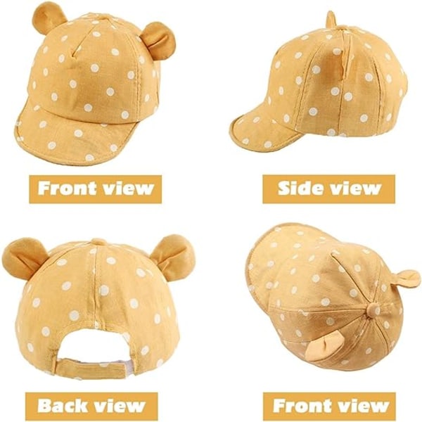Bomull Baby Cap för Flicka Pojke Barn Solhatt Justerbar Mössa Vår Sommar Höst 6 till 24 Månader