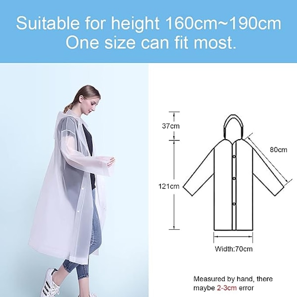 Valkoinen, One Size, Sadeviitta, 2-osainen Sadeviitta, Uudelleenkäytettävä Sadeviitta EVA-materiaali, Naisten ja miesten Sadeviitta, Täydellinen retkeilyfestivaaleille ja vaellukselle,