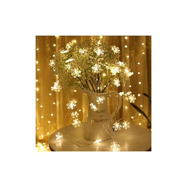 Lette snøfnugglys, 10m 80 LED-lys, soveromsdekorasjon, bryllup, jul, tredekorasjon