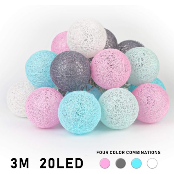 Kirkas vanne palloilla, paristot, valaiseva vanne pallo 3M 20 LED, sisäseinävalaisin, NOL-valot, koriste juhliin, puutarhoihin, n