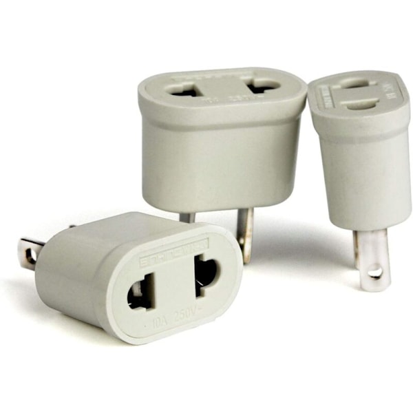 FR til US Konverter Adapter 3 STK Europeisk Plugg til Amerikansk Plugg for Tilkobling av Franske Apparater Frankrike Europa til USA til Japan Canada Thailand Taiwan/