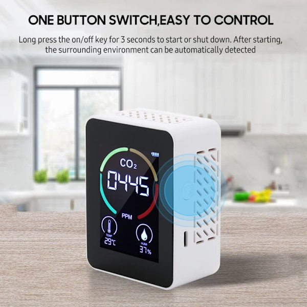 CO2-konsentrasjonstester LCD 2,8 tommer mini karbondioksiddetektor fuktighet og temperatur luftkvalitetsovervåking monitor batteri 1200 mAh CO2-teller