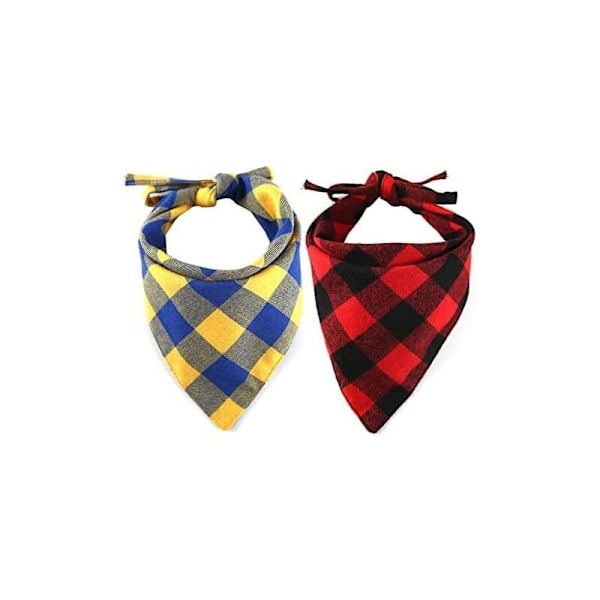 Sæt med 4 hunde-ternede bandanas - justerbare tørklæder Vaskbart tørklæde vendbar bomuld med reb er velegnet til små, mellemstore og store hunde