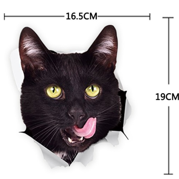 1 STK (svart katt med tunge ut [16,5*19 cm]) 3D katteveggklistremerker
