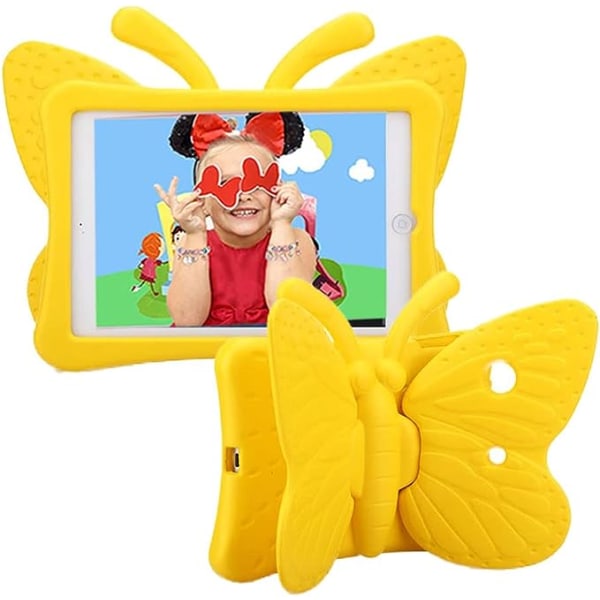 IPad mini phone case lapsille (keltainen), kevyt, ihana perhosmalli, iskunkestävä, putoamisenkestävä, pehmeä EVA-vaahtomuovi case, su