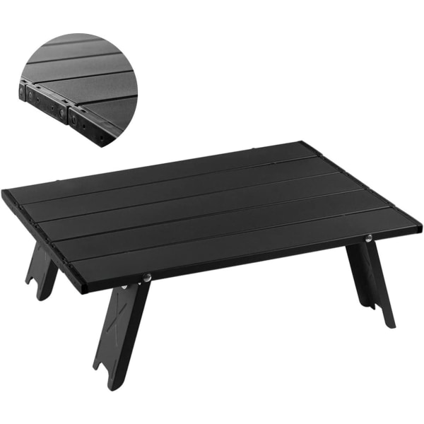 Sammenleggbart strandbord Bærbart aluminiums campingbord Ultralett, svart
