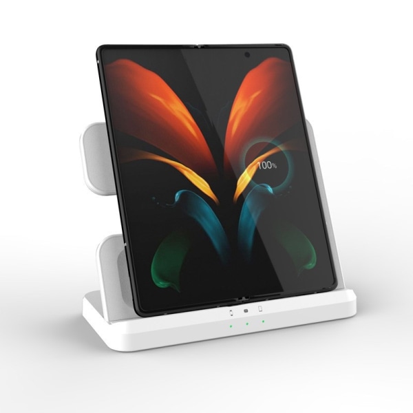 White wireless Charging Station For Galaxy Watch And Buds,support Wireless