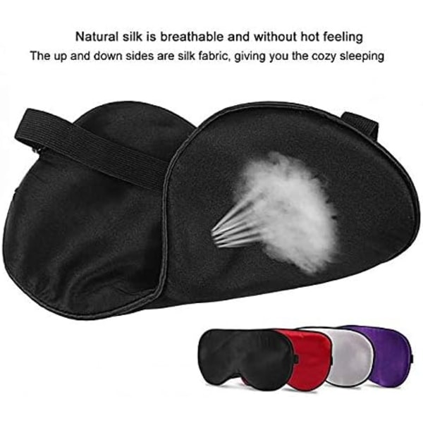Søvn- og reisemaske (svart) Ren naturlig silke (sunn og ren