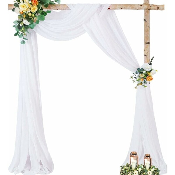 1 stk. Hvit Bryllupsbue Stoffpaneler - 70x300cm - Chiffon Stoff - Bryllupsdekorasjon, Seremoni, Tak, Bue, Dekorasjonsgardin