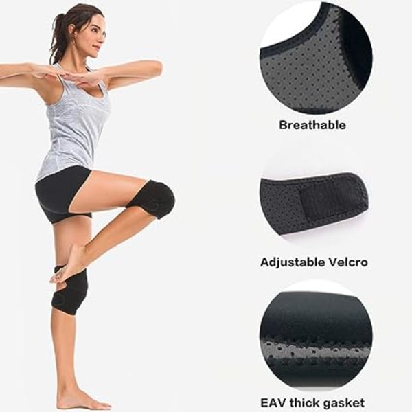 Sport knäskydd, dans för vuxna, justerbar (svart, längd 27CM), mjuk svampmatta yoga knäskydd för män och kvinnor, halkfria knäskydd -1 par