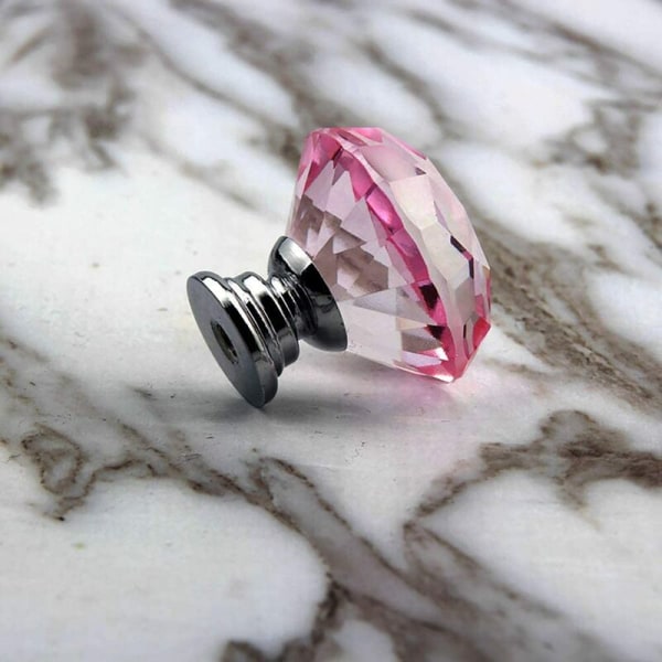 10 x 40mm Håndtak Knott Diamant Bling Dekorasjon Rosa Møbel Dør Skuff Skap - Rosa - Rosa