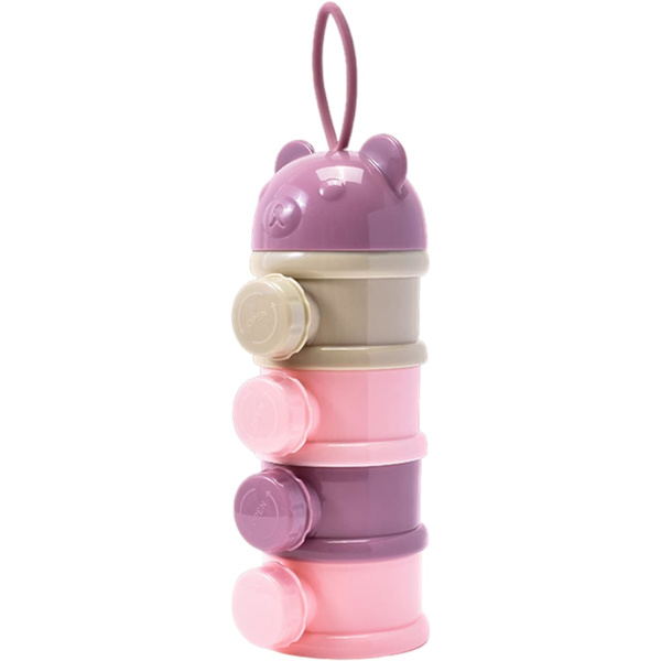 Lilla - formelmælksdispenser, 4 rum formelmælksdispenser, stabelbar formelmælksdispenser, bærbar baby formelmælksdispenser