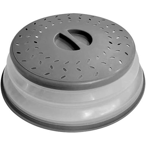 Multifunksjonsmatklosj - Grå - Mikrobølge- og varmebestandig - Plassbesparende design - Perforeringer for damping - Sprut- og sprutsikker