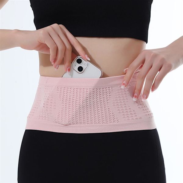 Multifunktionell stickad andningsbar osynlig midjeväska tunn midjeväska hängande krok för cykling fitness (färg: rosa 110-130 catties)